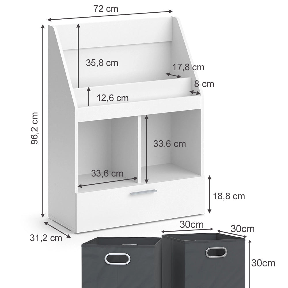 Vicco Libreria Bianco 72 x 96.2 cm con box pieghevole