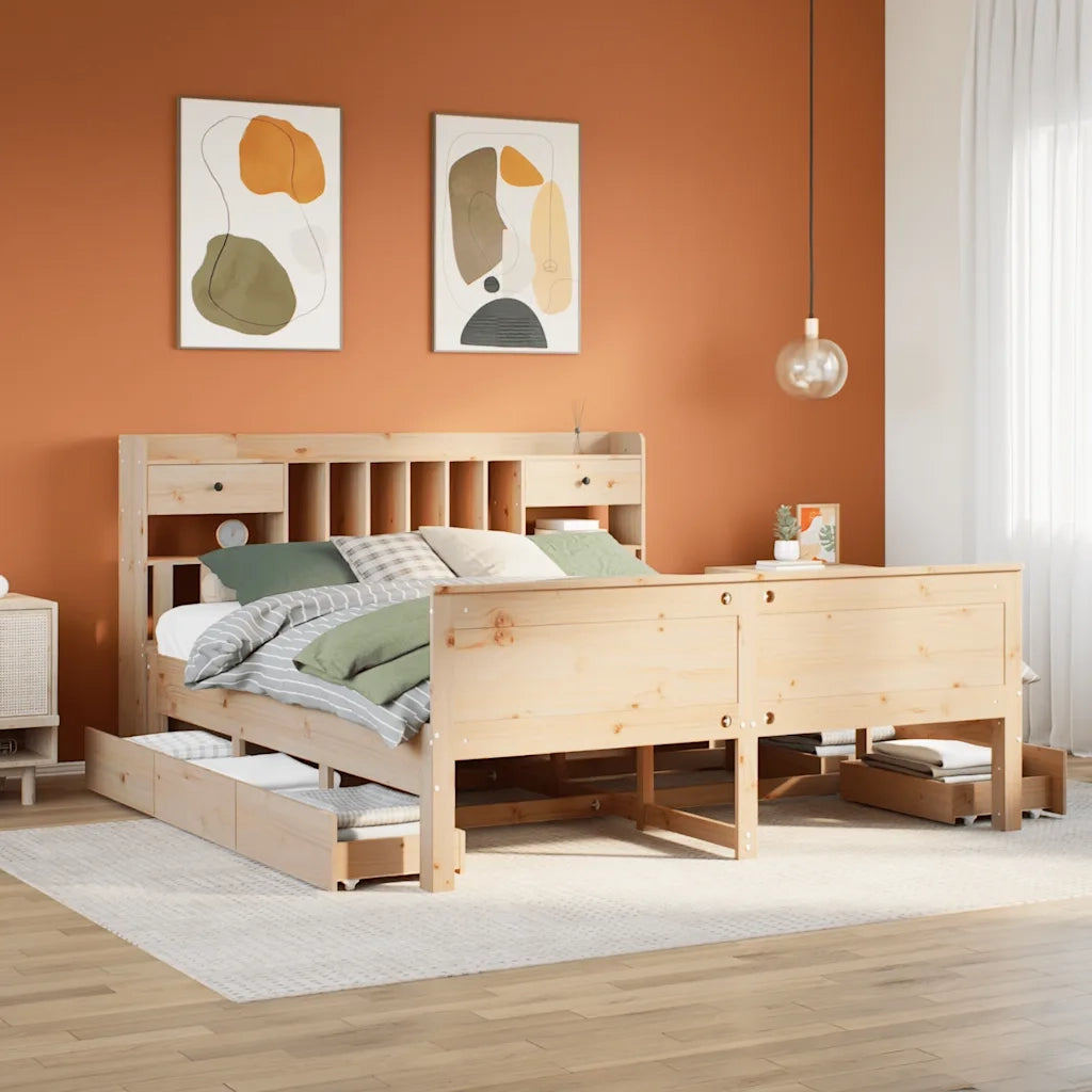Letto Libreria senza Materasso 180x200 cm in Legno di Pino
