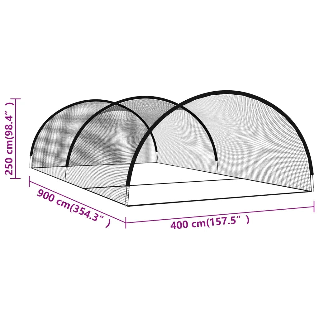 Rete Gabbia da Battuta Baseball Nera 900x400x250 cm Poliestere 93750