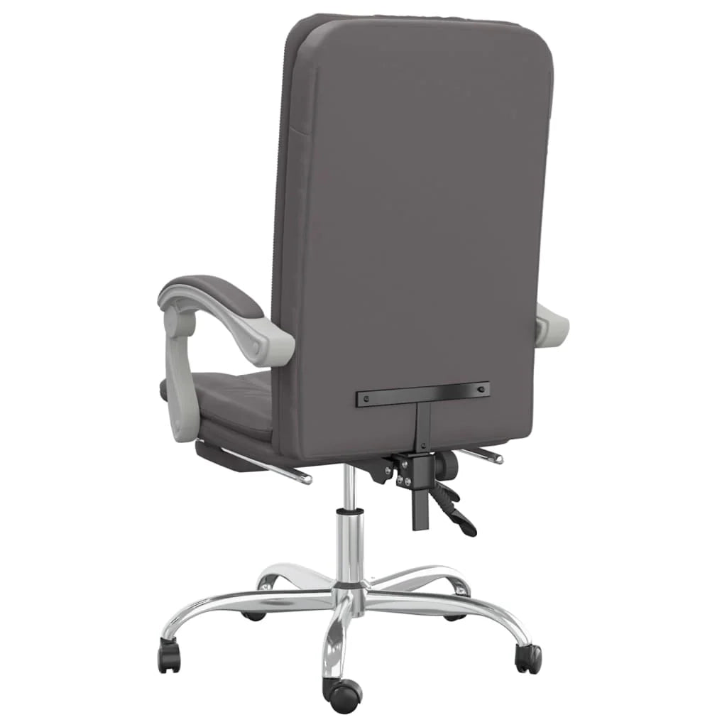 Sedia da ufficio in similpelle grigia con seduta girevole e reclinabile adatta per l'uso al computer o per lo studio 02_0024250