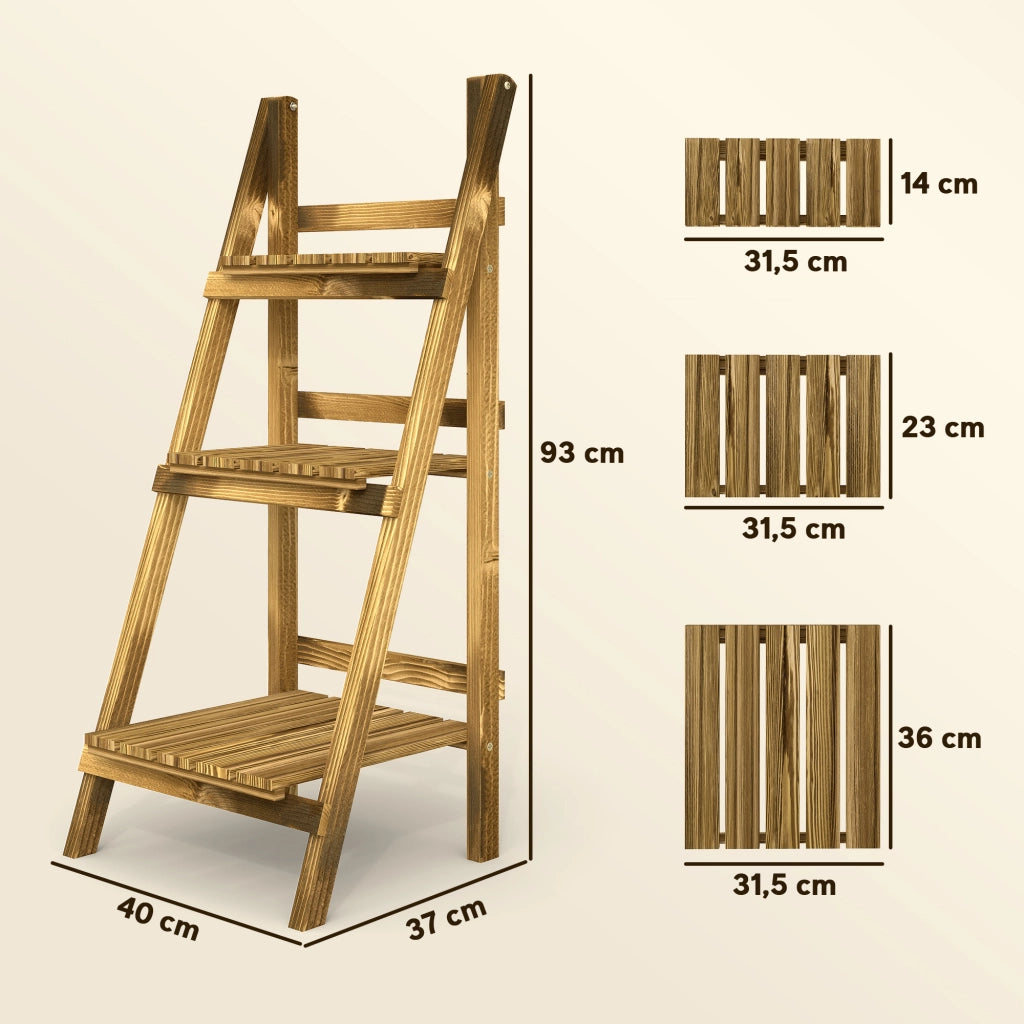 Libreria a 3 livelli per piante ¨C zephmum ¨C Legno di pino 40x37x93 cm