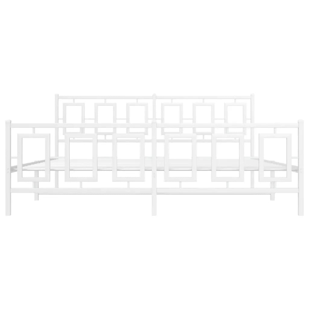 Giroletto con Testiera e Pediera Metallo Bianco 183x213 cm 374313