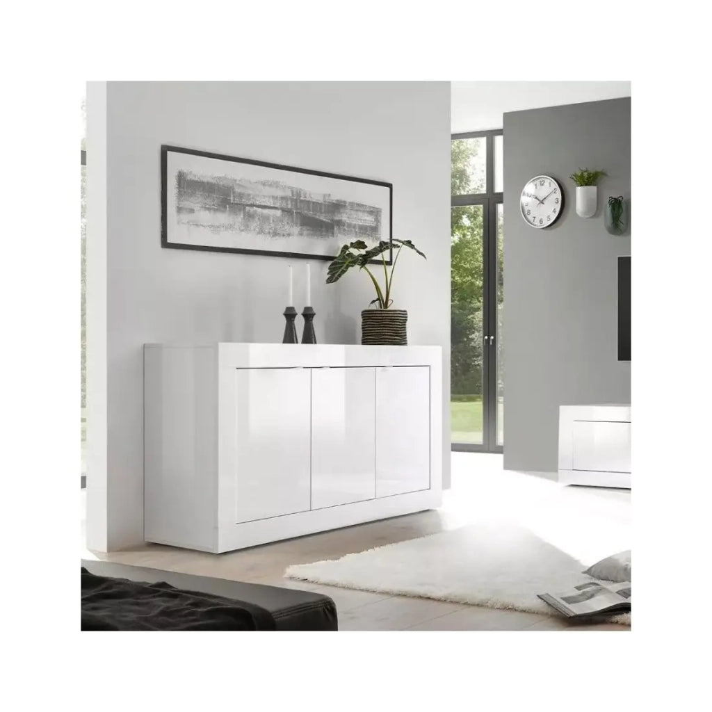 Buffet 3 ante, collezione ISORA, colore bianco lucido lacato