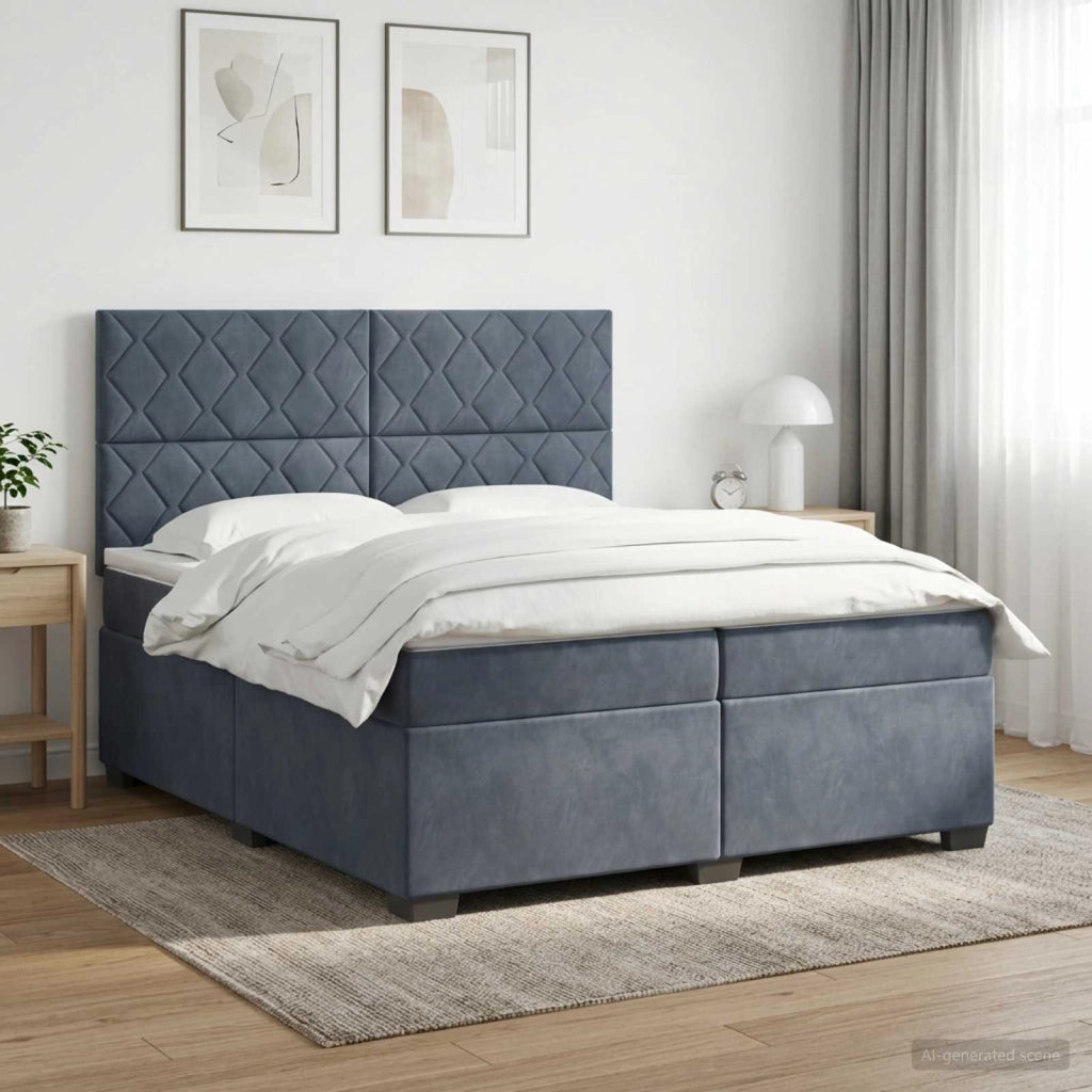 Letto box spring con materasso Grigio Scuro 200 x 200 cm 3453717
