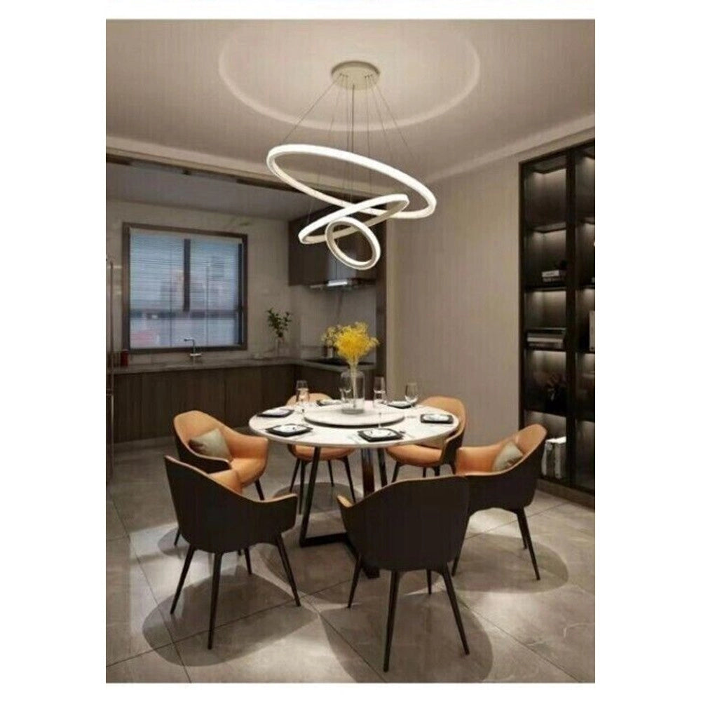 Trade Shop - Lampadario Sospeso Led 72w 3 Cerchi Pendente Rotondo Anelli Bianco Luce 6500k 50293 -