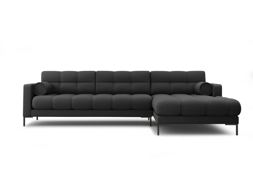 Cosmopolitan Design - Divano angolare destro "Bali" 5 posti in tessuto strutturato grigio scuro 