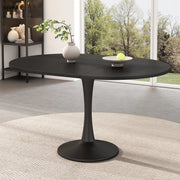 Tavolo da pranzo allungabile ovale con piano in MDF e struttura in ferro per soggiorno moderno nero 100 × 100 × 75 cm