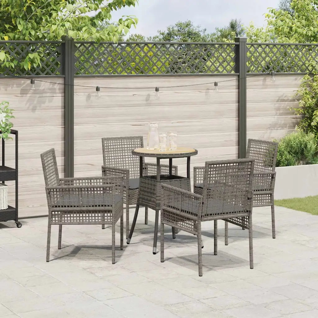 Set da Pranzo per Giardino 5 pcs Grigio polyrattan 3334954