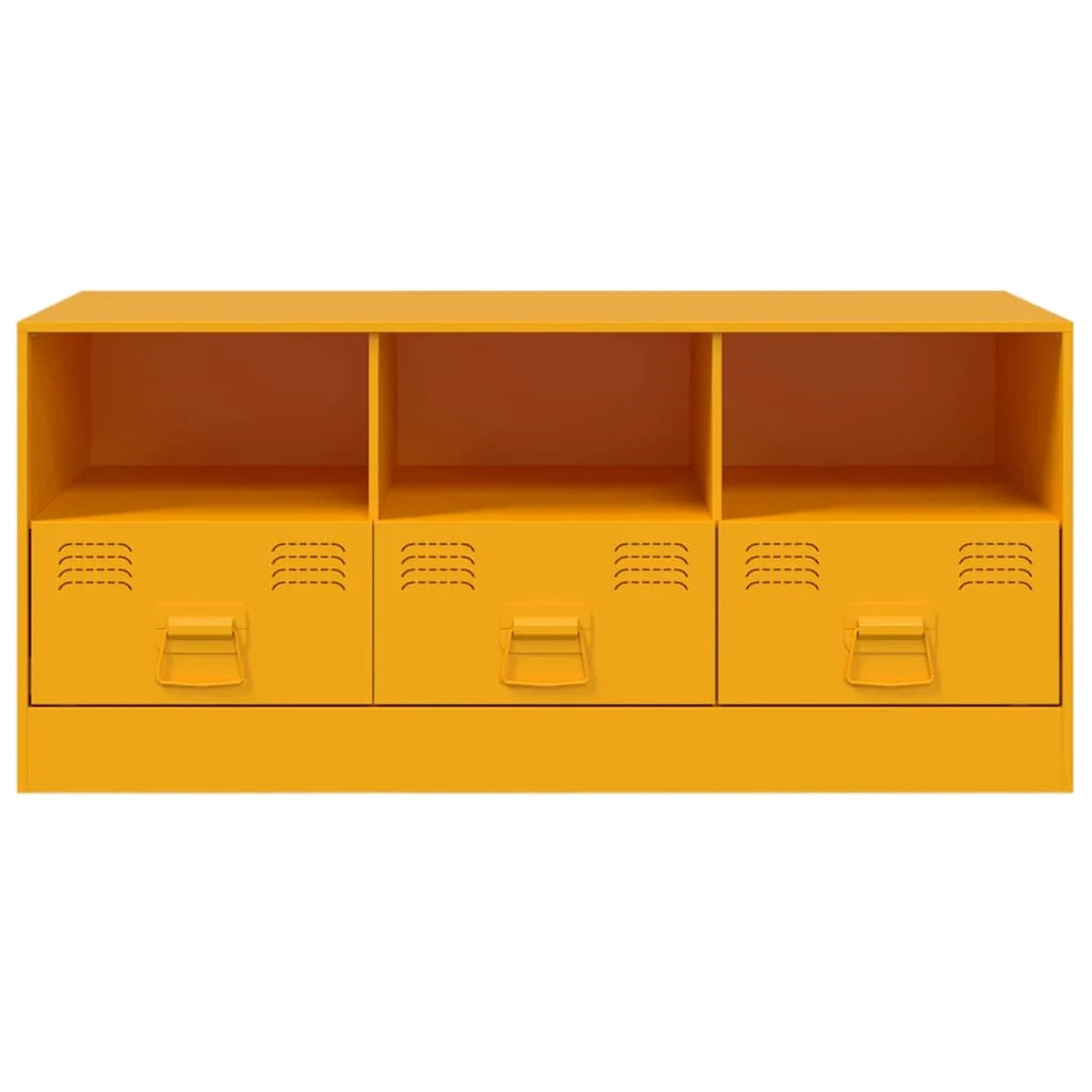 Mobile TV multimediale scaffale TV credenza TV sala da pranzo soggiorno camera da letto giallo senape 99 x 39 x 44 cm acciaio giallo 02_0027673