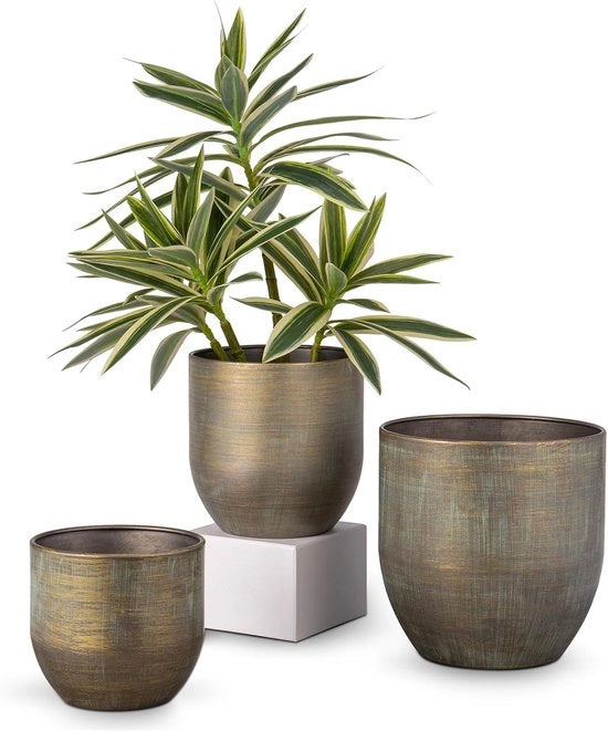 Set di 3 vasi zincati per decorazione moderna - Ideali per interni ed esterni