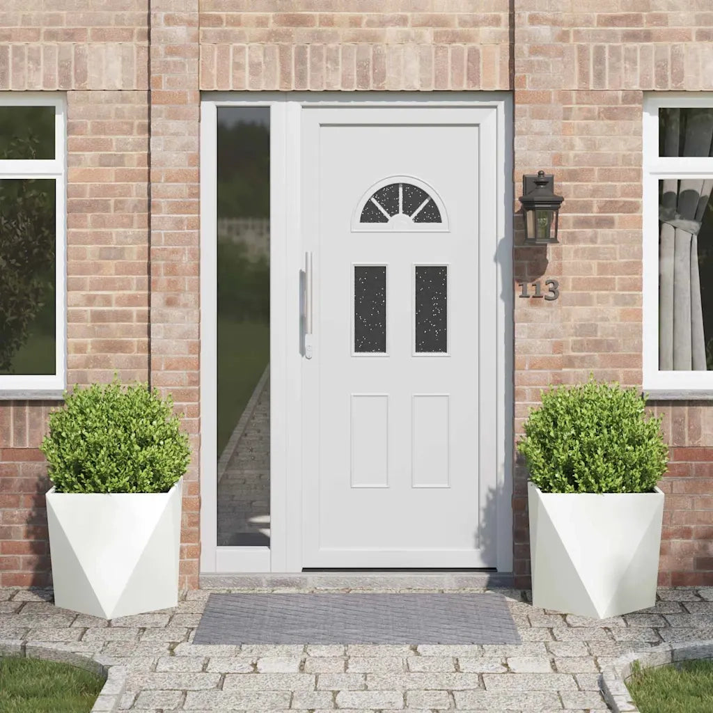 2 pz Fioriera | Cassetta per fiori | Vaso Bianco 50 x 50 x 50 cm Acciaio