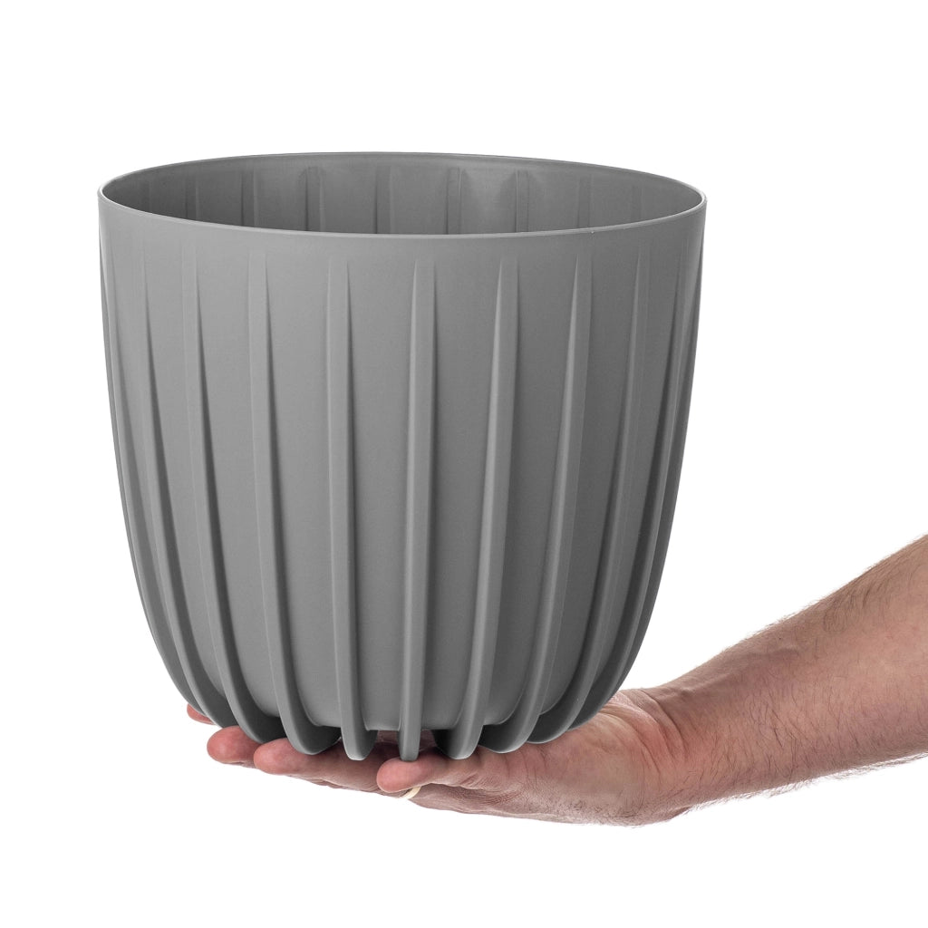 Vaso da fiori KADAX, vaso da fiori, coprifiori, 23,5 cm, rotondo, plastica, grigio