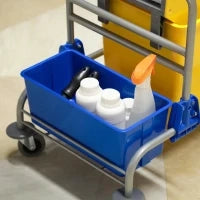 Carrello Pulizie con Strizzatore, Secchio 25L e Ripiano in Plastica, in PP e Metallo, 72x49.5x95 cm, Blu e Giallo