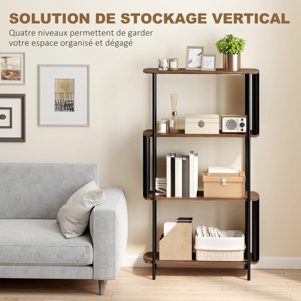 Libreria scaffale 4 livelli ¨C zephmum ¨C marrone metallo 80x30x141cm