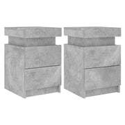 Comodini con Luci LED 2 pz-Set di 2 Tavolino da notte Grigio Cemento 35x39x55 cm