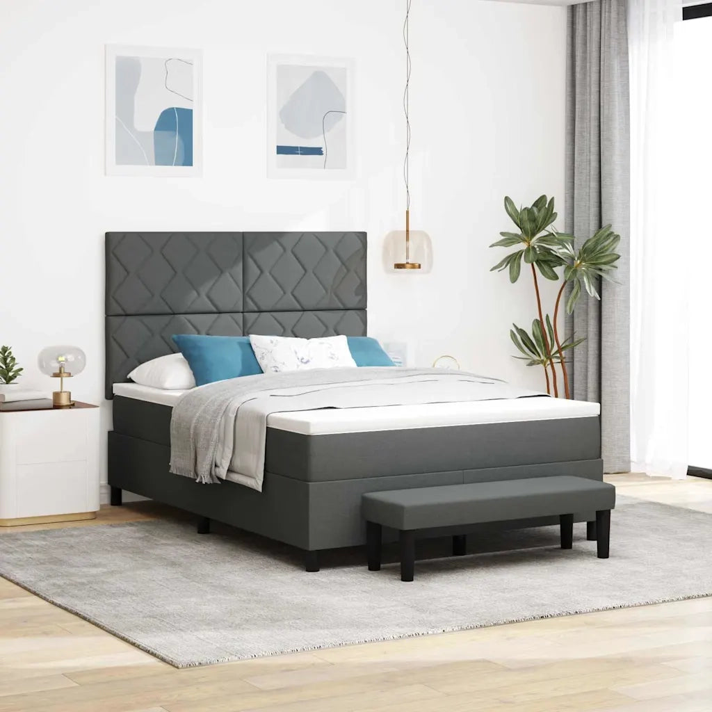 Letto a molle con materasso Grigio scuro 140 x 200 cm Tessuto 3344150