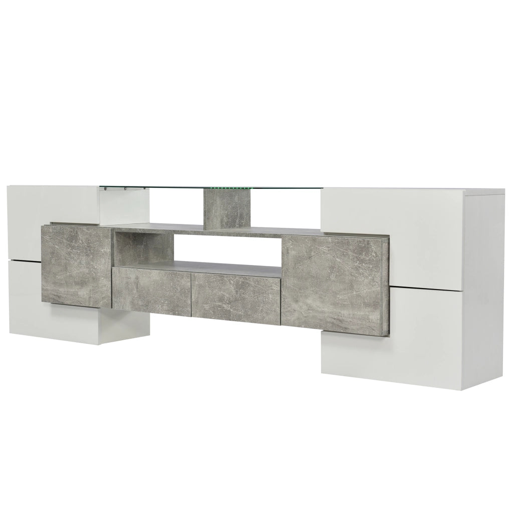 Mobile TV 200x35x60 cm; LED multicolore controllabile via app; MDF; grigio