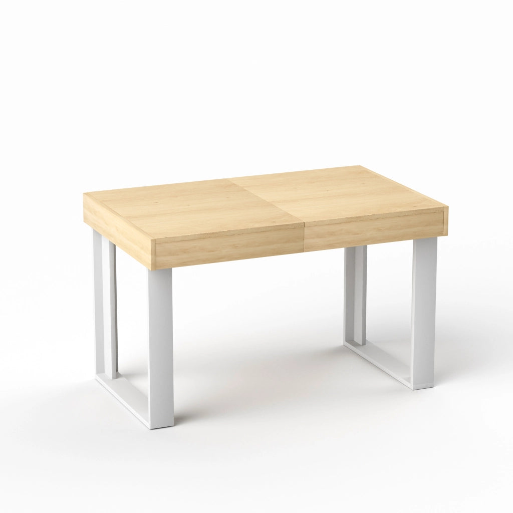 TAVOLO DA PRANZO ALLUNGABILE 120-160 CM LEGNO RIVESTITO NATURALE/BIANCO