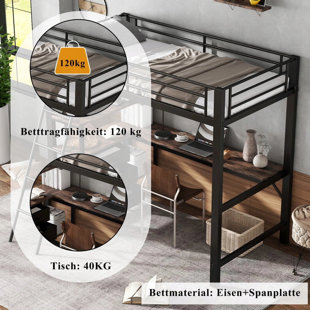 Letto a castello con 3 cassetti - Xylo - 90x200 - Nero+Noce