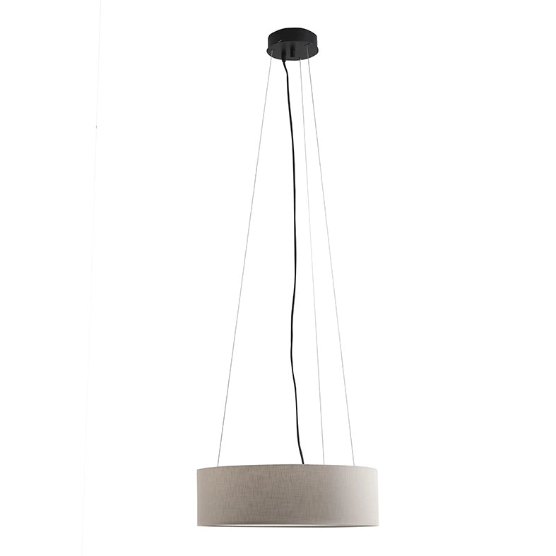 Lampada a Sospensione VIVIEN 48cm con Paralume Cilindrico in Tessuto Avorio e Attacco E27 per Interni - Rossini Group
