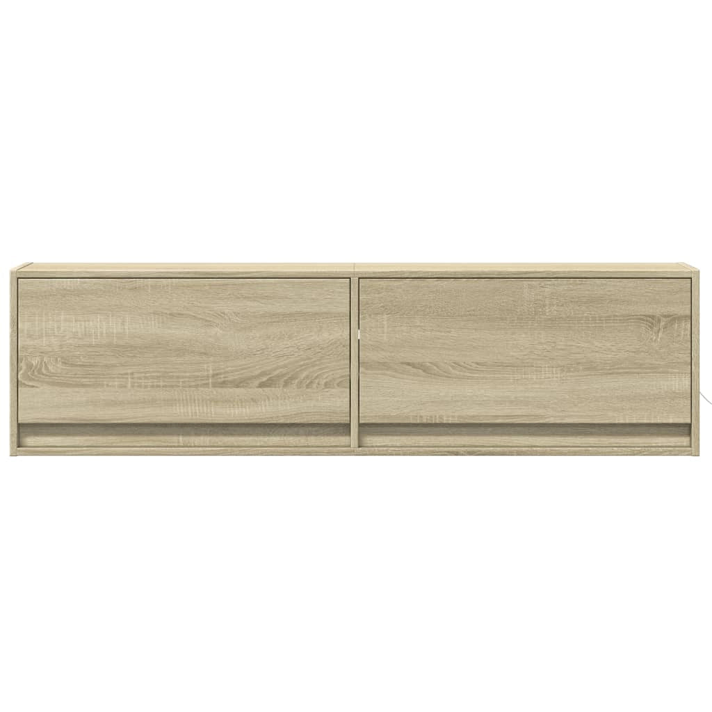 Mobile TV multimediale scaffale TV credenza mobile TV sala da pranzo soggiorno camera da letto a parete con luci LED rovere Sonoma 140 x 31 x 38 cm marrone 02_0028009