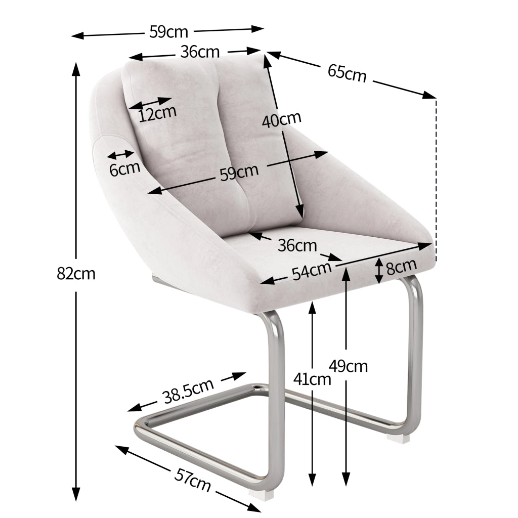 Sedia da pranzo girevole ergonomica con cuscino e struttura in metallo, set da 4, in velluto beige