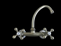 Rubinetto gruppo lavello a parete bronzato, vecchio ottone rosone con fiori