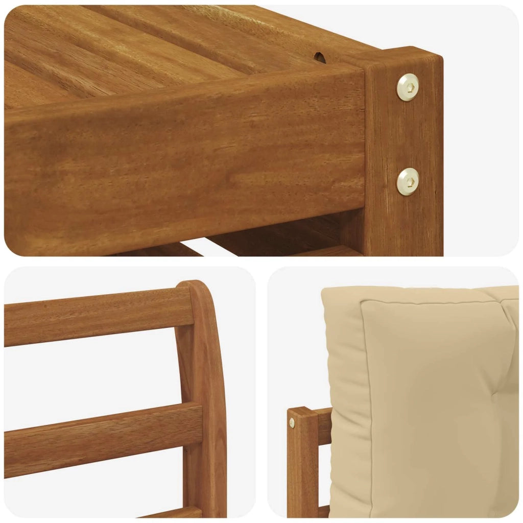 Set di divani da esterno con cuscino 9 pcs Naturale e Beige 3373703