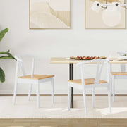 Sedia da pranzo 2 pcs Bianco e Naturale Legno di gomma solido