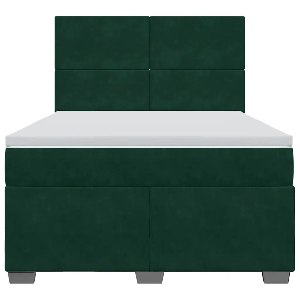 Giroletto a Molle con Materasso Verde Scuro 160x200 cm Velluto 3293251