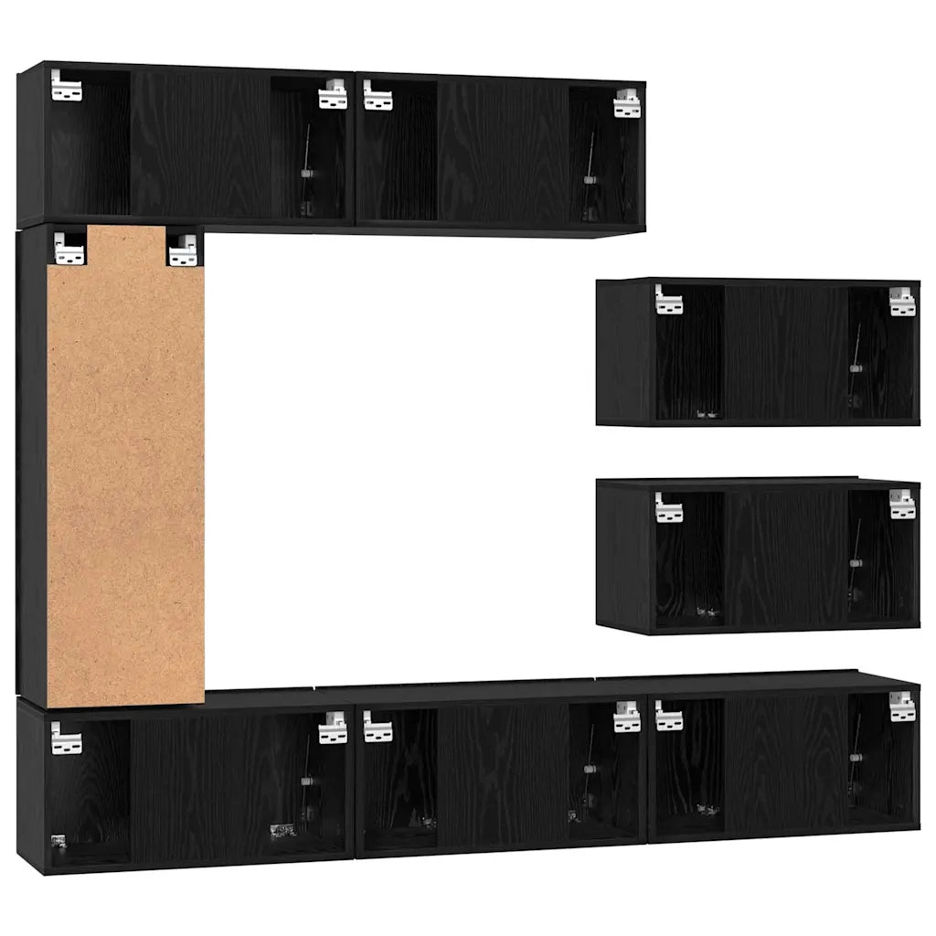 Set mobile TV 8 pcs Rovere Nero Legno multistrato 3393133
