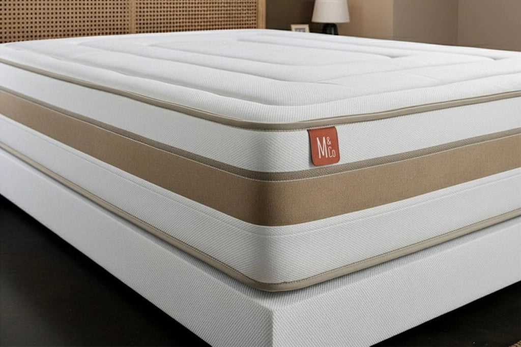 Pacchetto letto completo - Materasso 140x200cm + Box spring con doghe (kit) + 2 cuscini + Piumino - Le Raffiné
