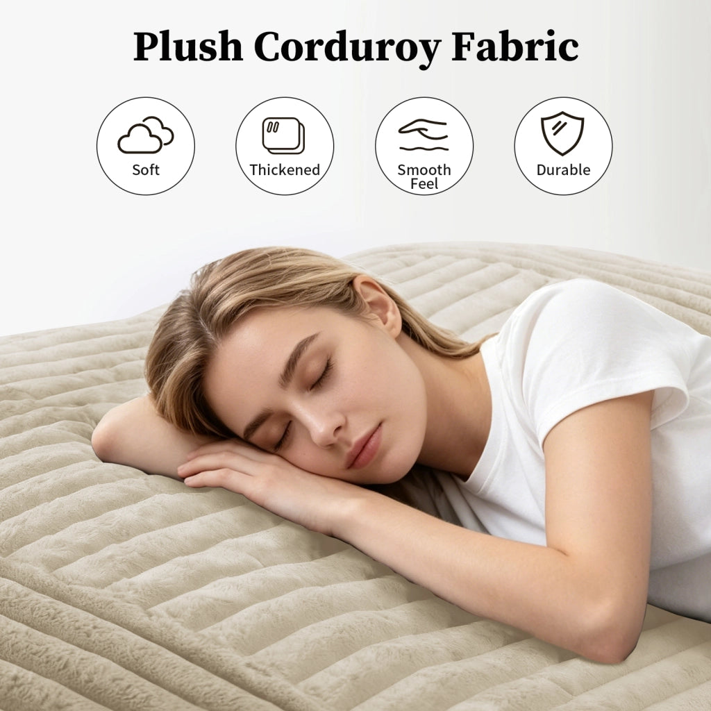 Pouf convertibile 3 in 1 con funzione sedia divano e letto senza montaggio in velluto a coste morbido bianco