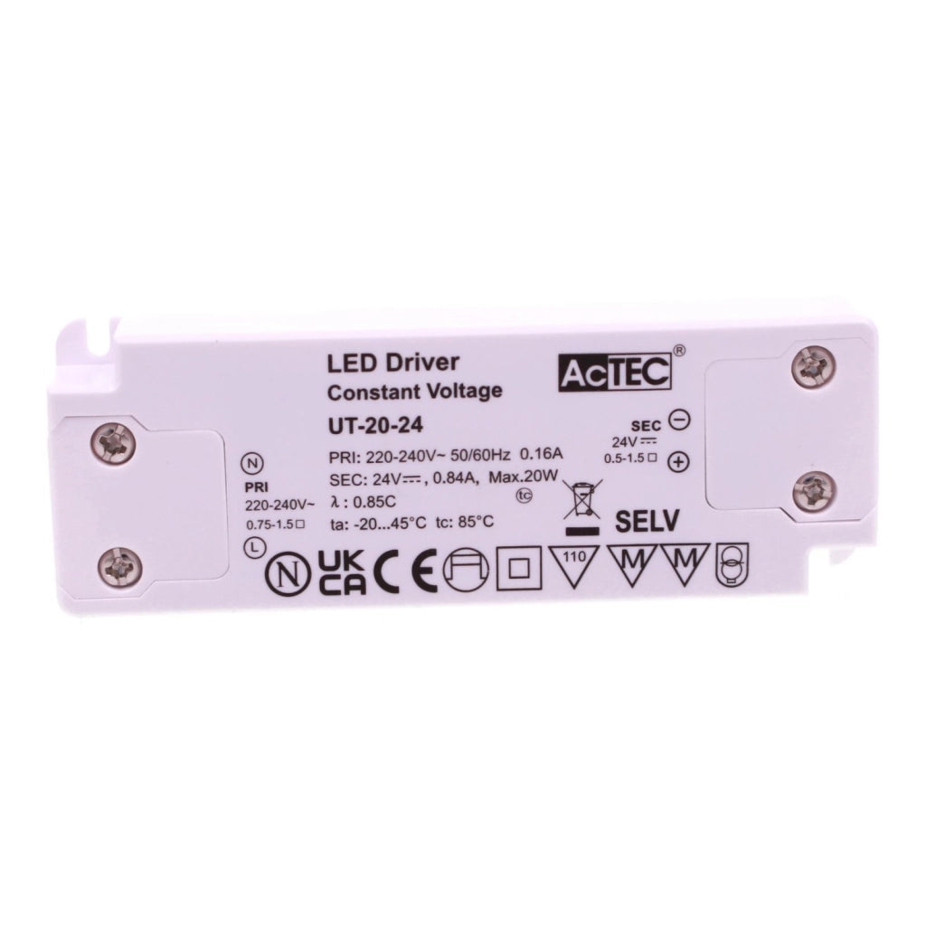 Alimentatore Trasformatore Ultra Slim 20W 24V 0.84A Tensione Costante 103X36X16 mm
