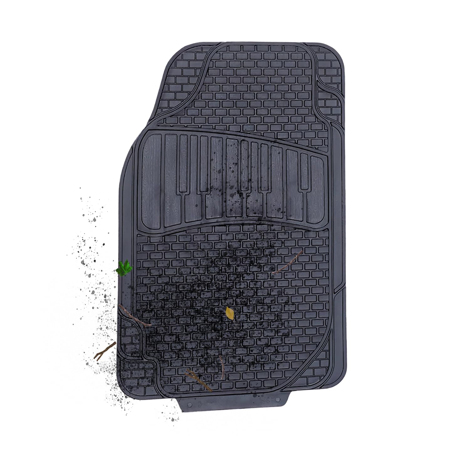 OWIJI Tappetini Auto Gomma Universali Set 4 Pezzi Antiscivolo Abitacolo Sagomabili PVC Plastica Impermeabile Ritagliabile Adattabile