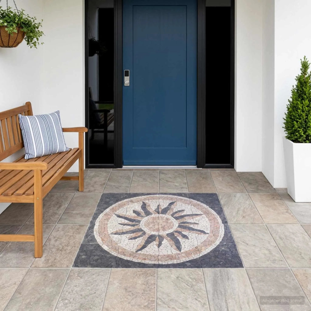 Piastrelle Mosaico Motivo Sole Multicolore 120 x 120 cm Marmo 42033517