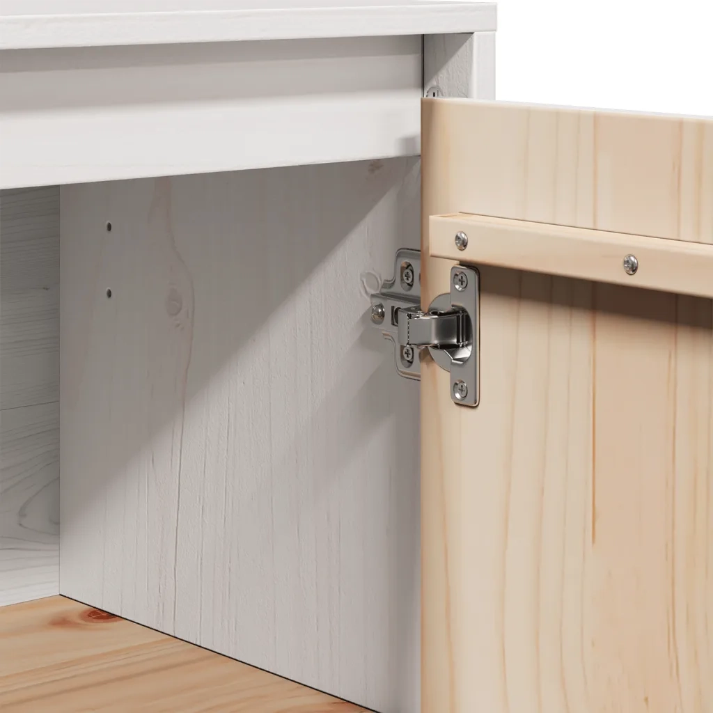 Credenza Bianca 60x34x75 cm in Legno Massello di Pino 813346