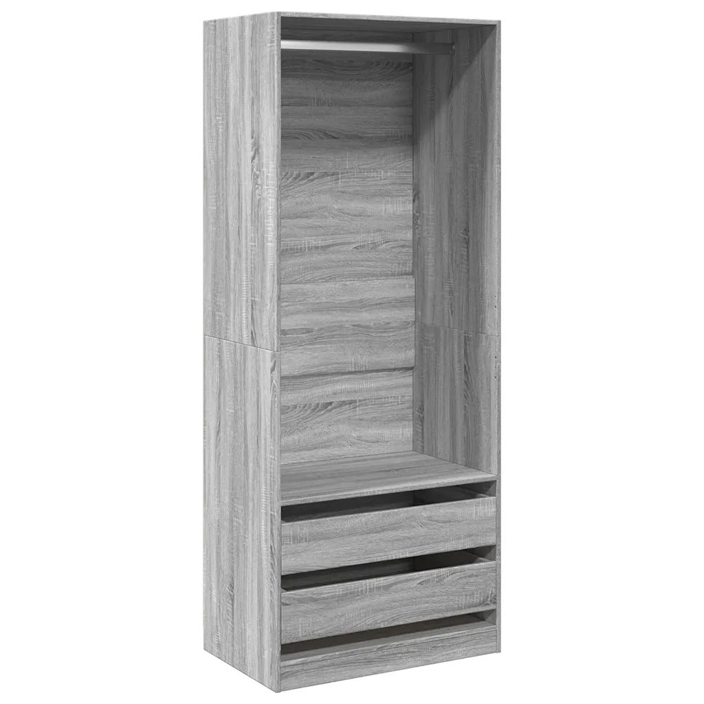 Armadio Grigio Sonoma 80x50x200 cm in Legno Multistrato