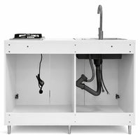 Cucina Completa 120x60cm Bianco Piano Cottura 2 Fuochi Lavello con Rubinetteria