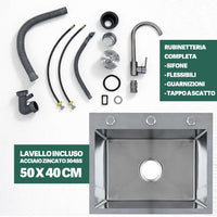 Cucina Completa 120x60cm Bianco Piano Cottura 2 Fuochi Lavello con Rubinetteria