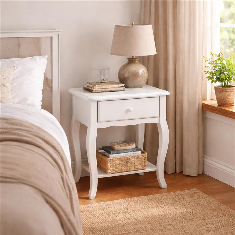 MA MAISON COMODINO BIANCO IN LEGNO 40X32X50 CM