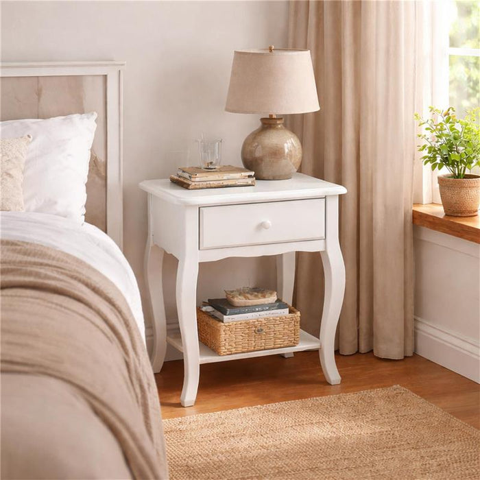 MA MAISON COMODINO BIANCO IN LEGNO 40X32X50 CM