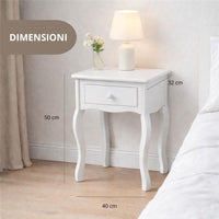 MA MAISON COMODINO BIANCO IN LEGNO 40X32X50 CM