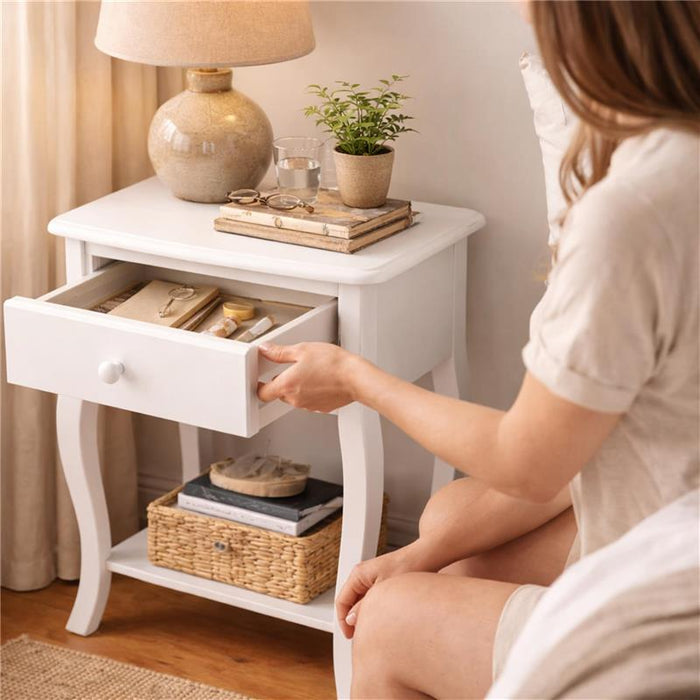 MA MAISON COMODINO BIANCO IN LEGNO 40X32X50 CM