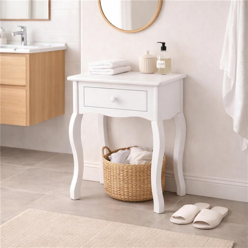 MA MAISON COMODINO BIANCO IN LEGNO 40X32X50 CM