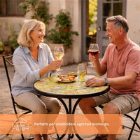 MA MAISON SET TAVOLO E 2 SEDIE DA GIARDINO EFFETTO MOSAICO SET 3 PEZZI PER BALCONE E TERRAZZO