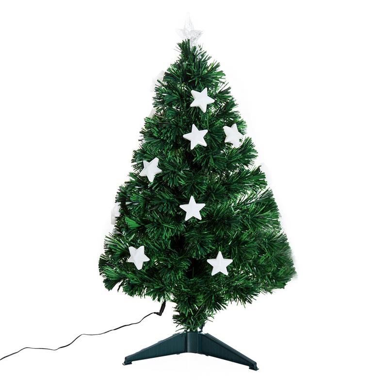 ALBERO DI NATALE IN PVC E FIBRA OTTICA CON 12 LED 90CM CON 90 RAMI