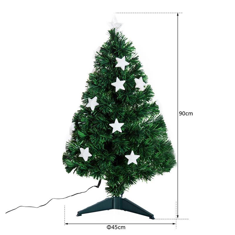 ALBERO DI NATALE IN PVC E FIBRA OTTICA CON 12 LED 90CM CON 90 RAMI