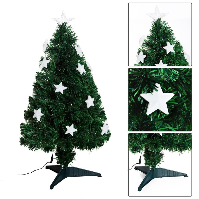 ALBERO DI NATALE IN PVC E FIBRA OTTICA CON 12 LED 90CM CON 90 RAMI
