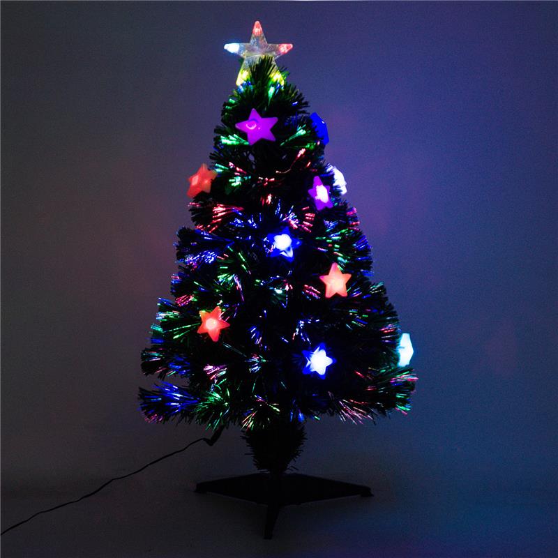 ALBERO DI NATALE IN PVC E FIBRA OTTICA CON 12 LED 90CM CON 90 RAMI